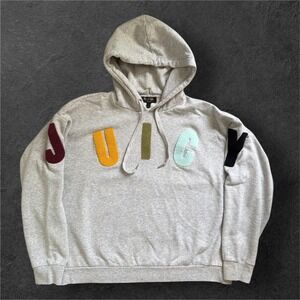 Juicy Couture Black Label Hoodie Women's M Gray Colorful‎ Letters Sweatshirt